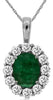 1.85CT DIAMOND & AAA EMERALD 14K WHITE GOLD OVAL & ROUND FLOWER FLOATING PENDANT
