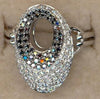 ESTATE .98CT WHITE & BLACK DIAMOND 14KT WHITE GOLD CLASSIC DOUBLE OVAL FUN RING
