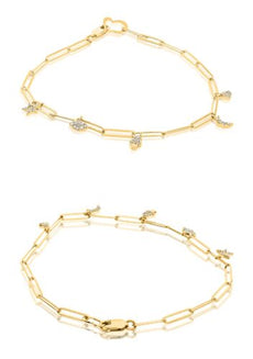 ESTATE .19CT DIAMOND 14KT YELLOW GOLD 3D ROUND MULTI LINK MULTI CHARM BRACELET