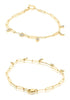 ESTATE .19CT DIAMOND 14KT YELLOW GOLD 3D ROUND MULTI LINK MULTI CHARM BRACELET