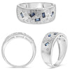 WIDE .60CT DIAMOND & AAA SAPPHIRE 14K WHITE GOLD EMERALD CUT & ROUND ETOILE RING