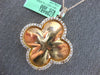 ESTATE LARGE .90CT DIAMOND 18KT ROSE GOLD 3D 4 LEAF CLOVER FLOWER LOVE NECKLACE