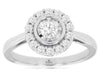 ESTATE .50CT DIAMOND 14KT WHITE GOLD 3D SOLITAIRE HALO FLORAL ENGAGEMENT RING