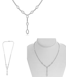 2.06CT DIAMOND 14KT WHITE GOLD 3D ROUND MULTI LEAF LARIAT LOVE TENNIS NECKLACE