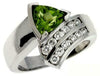1.66CT DIAMOND & AAA PERIDOT 14KT WHITE GOLD TRILLION & ROUND CRISS CROSS RING
