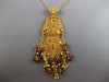ANTIQUE EXTRA LARGE 5.0CT AAA GARNET & CRYSTAL 22KT YELLOW GOLD PENDANT #27480