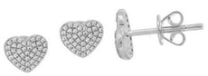 ESTATE .24CT DIAMOND 14KT WHITE GOLD CLASSIC PAVE HEART SHAPE LOVE STUD EARRINGS