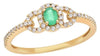 .33CT DIAMOND & AAA EMERALD 18KT YELLOW GOLD OVAL & ROUND FLOWER LOVE KNOT RING