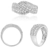 1.34CT DIAMOND 14KT WHITE GOLD ROUND CLASSIC MULTI ROW INFINITY CRISS CROSS RING