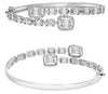 LARGE 2.33CT DIAMOND 14K WHITE GOLD ROUND & BAGUETTE CRISS CROSS BANGLE BRACELET