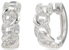 ESTATE .15CT DIAMOND 14KT WHITE GOLD 3D LOVE KNOT FUN HUGGIE HANGING EARRINGS