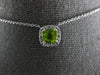 1.04CT DIAMOND & AAA PERIDOT 14K WHITE GOLD CUSHION & ROUND SQUARE HALO NECKLACE