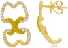 .55CT DIAMOND & YELLOW ENAMEL 14K YELLOW GOLD 3D DOUBLE HEART X HANGING EARRINGS