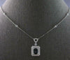 1.74CT DIAMOND & AAA SAPPHIRE 14K WHITE GOLD 3D EMERALD CUT DOUBLE HALO NECKLACE