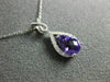 ESTATE 1.12CT DIAMOND & AAA AMETHYST 14K WHITE GOLD PEAR SHAPE TEAR DROP PENDANT