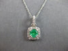 .87CT DIAMOND & AAA EMERALD 14KT WHITE GOLD ROUND SQUARE HALO FLOATING PENDANT