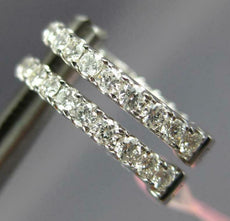 ESTATE WIDE .82CT DIAMOND 14K WHITE GOLD INSIDE OUT OVAL HUGGIE HANGING EARRINGS