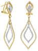 1.31CT DIAMOND 14K 2 TONE GOLD CLASSIC DOUBLE TEAR DROP CLIP ON HANGING EARRINGS