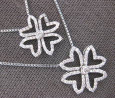 1.59CT DIAMOND 14KT WHITE GOLD 3D MULTI HEART DOUBLE FLOWER BY THE YARD NECKLACE