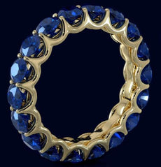 4.75CT AAA SAPPHIRE 14KT YELLOW GOLD CLASSIC SHARED PRONG ETERNITY LOVE FUN RING