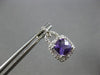 2.02CT DIAMOND & AAA AMETHYST 14KT WHITE GOLD CUSHION & ROUND HANGING EARRINGS