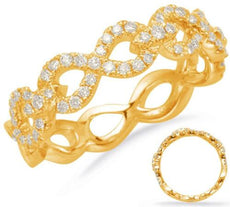 .36CT DIAMOND 14KT YELLOW GOLD CLASSIC INFINITY LOVE KNOT SEMI ETERNITY FUN RING