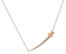 ESTATE .05CT DIAMOND 18KT ROSE GOLD 3D CLASSIC SWORD FUN NECKLACE