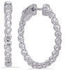 1.64CT DIAMOND 14KT WHITE GOLD 3D SHARED PRONG INSIDE OUT HOOP HANGING EARRINGS
