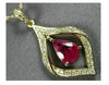 ESTATE .34CT DIAMOND & AAA RUBY 14K YELLOW GOLD CLASSIC TEAR DROP LEAF PENDANT|C5993R-1