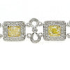 LARGE 6.81CT WHITE & FANCY YELLOW DIAMOND 18K 2 TONE GOLD SQUARE TENNIS BRACELET