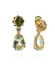 LARGE .12CT DIAMOND & AAA GREEN TOURMALINE & PRASIOLITE 18K YELLOW GOLD EARRINGS