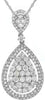1.30CT DIAMOND 14KT WHITE GOLD 3D ROUND CLUSTER DOUBLE HALO TEAR DROP PENDANT
