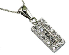 .27CT DIAMOND 14KT WHITE GOLD ROUND & PRINCESS RECTANGULAR FUN FLOATING PENDANT
