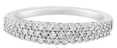 .41CT DIAMOND 14KT WHITE GOLD CLASSIC 3 ROW GRADUATING WEDDING ANNIVERSARY RING