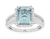 2.50CT DIAMOND & AAA AQUAMARINE 14KT WHITE GOLD EMERALD CUT HALO ENGAGEMENT RING