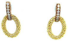 ESTATE .38CT DIAMOND 18KT YELLOW GOLD 3D OVAL CLASSIC HANGING EARRINGS