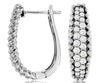 1.0CT DIAMOND 14KT WHITE GOLD ROUND 2 ROW GRADUATING FILIGREE HANGING EARRINGS