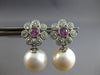1.1CT DIAMOND & AAA PINK SAPPPHIRE & SOUTH SEA PEARL 14KT WHITE GOLD 3D EARRINGS