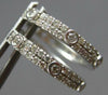 ESTATE .32CT DIAMOND 14KT WHITE GOLD 3D 2 ROW BEZEL HUGGIE HOOP HANGING EARRINGS