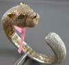 25.08CT WHITE & PINK DIAMOND & AAA EMERALD 18K WHITE & ROSE GOLD BANGLE BRACELET