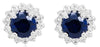 .74CT DIAMOND & AAA SAPPHIRE 14KT WHITE GOLD 3D ROUND HALO FLOWER STUD EARRINGS