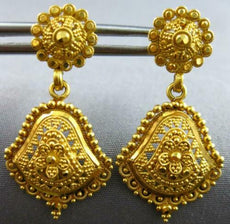 ANTIQUE LARGE 22K YELLOW GOLD HANDCRAFTED MIDDLE EASTERN HANGING EARRINGS #27494