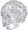 ESTATE LARGE .40CT DIAMOND 14K WHITE GOLD 3D MULTI LEAF DOME SHAPE FUN LOVE RING