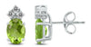 2.6CT DIAMOND & AAA PERIDOT 14KT WHITE GOLD OVAL & ROUND CLASSIC STUD EARRINGS
