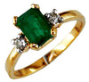 1.19CT DIAMOND & AAA EMERALD 14KT YELLOW 3D GOLD SQUARE & ROUND FRIENDSHIP RING