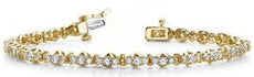 5.19CT DIAMOND 14KT YELLOW GOLD 3D 3 STONE PAST PRESENT FUTURE TENNIS BRACELET