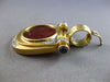 ANTIQUE LARGE DIAMOND & AAA SAPPHIRE 18K 2 TONE GOLD 3D CORNELIAN PENDANT 28157