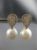 ESTATE LARGE 1.40CT DIAMOND & AAA SOUTH SEA PEARL 18K ROSE GOLD HALO TEAR DROP EARRINGS