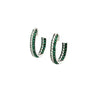 1.35CT DIAMOND & AAA EMERALD 18KT WHITE GOLD 3D INSIDE OUT HOOP HANGING EARRINGS
