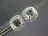 LARGE .55CT DIAMOND 18KT WHITE GOLD SQUARE DOUBLE HALO SEMI MOUNT STUD EARRINGS